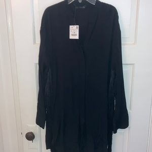 Zara Women's Black fringed tunic shirt size L